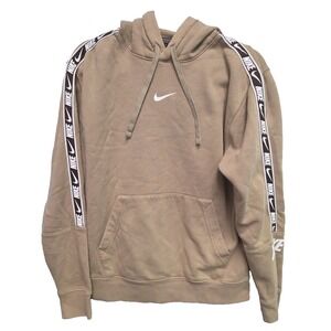 Nike Pullover Hoodie Men's Med Center Swoosh Nike logo (brown) down sleeves Tan